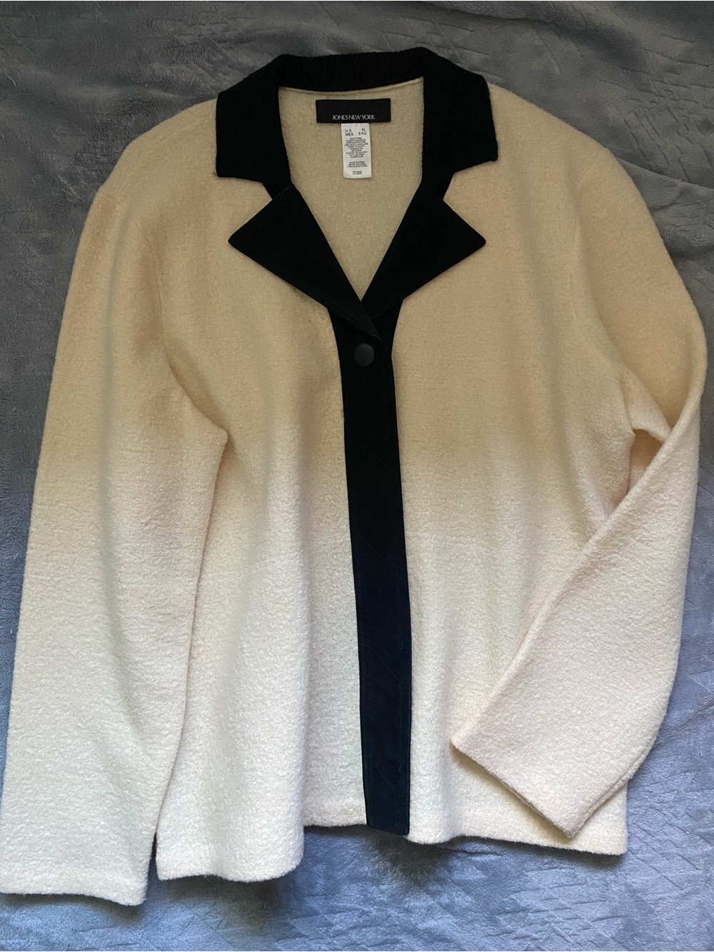 Jones New York Cream Jacket with Black Trim and Collar